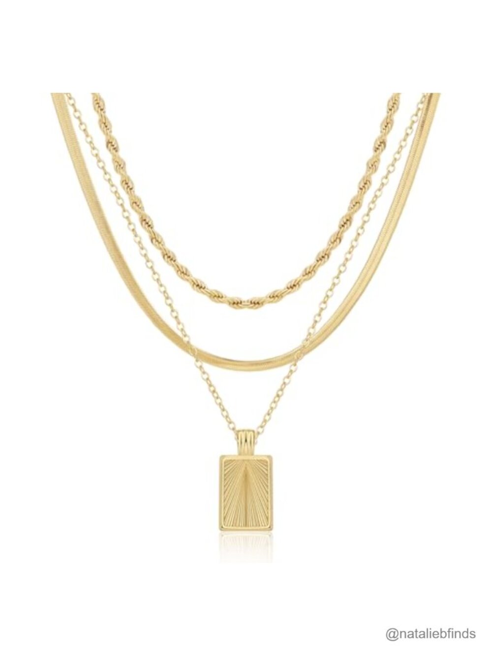 3 Pieces Layered Necklace Set 14K Real Gold Plated Waterproof